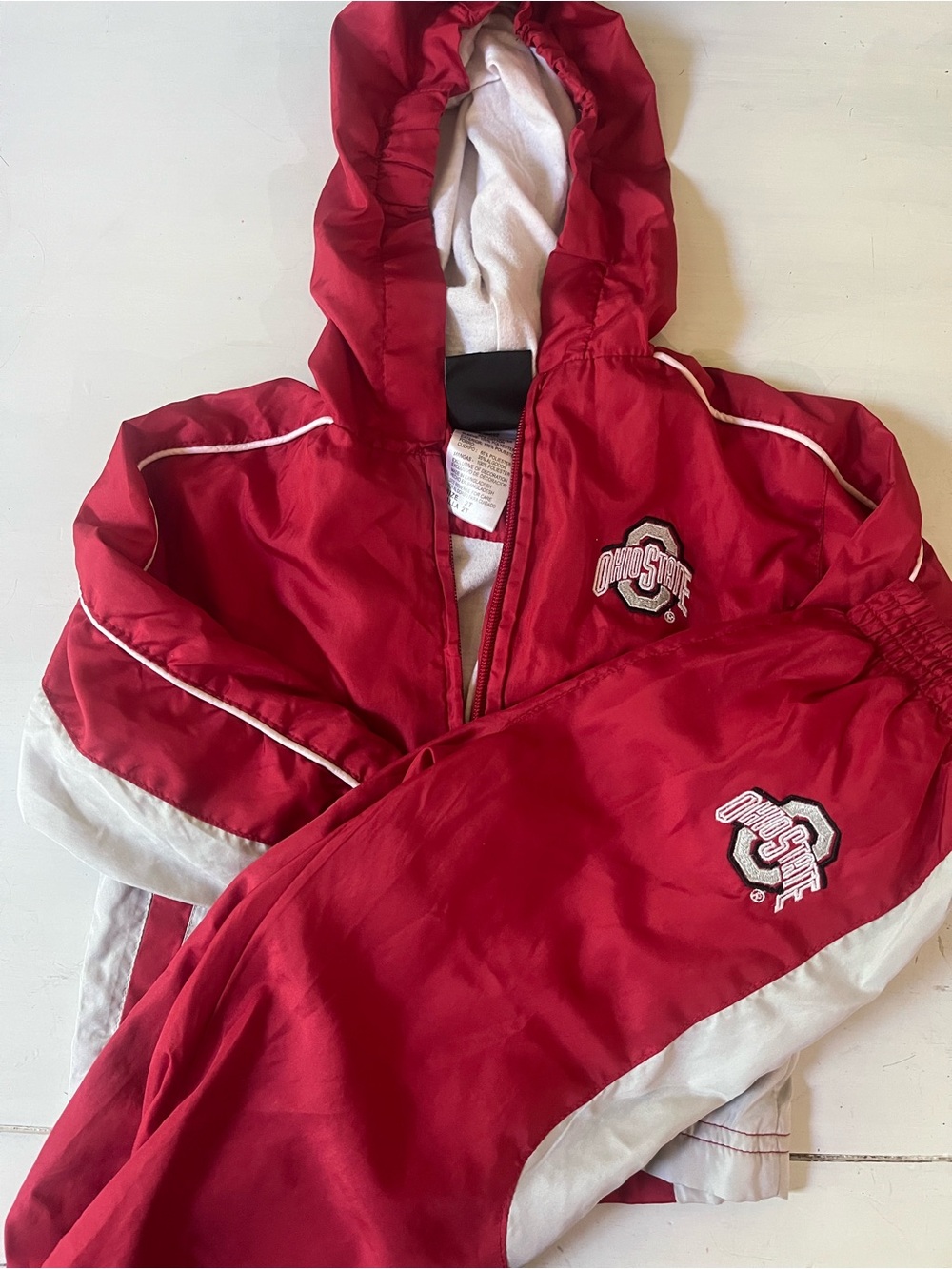 Ohio State Kids Red and White Hooded Sweatsuit Set